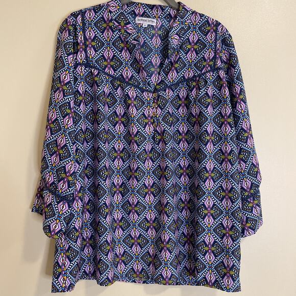 buckhead betties Women’s Top - XL - Colorful Geometric Pattern & Crochet Detail - Picture 1 of 8